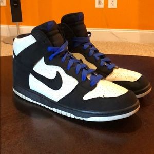 Nike Dunk Hi sz 14, White/Black/Royal